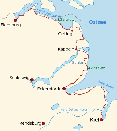 Route Flensburg - Kiel