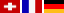 Flagge von der Schweiz, Frankreich und Deutschland
