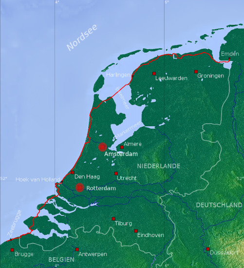 Route in Belgien und Niederlande