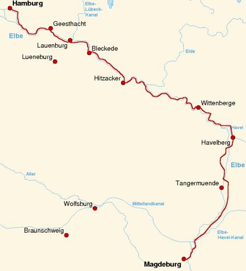Route: Elberadweg Magdeburg - Hamburg 