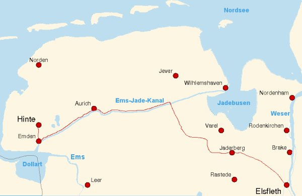 Route: Elsfleth - Hinte (Ems-Jade-Kanal)