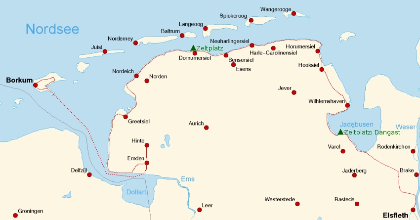 Radtour: Nordseeküstenradweg Borkum - Emden - Elsfleth 