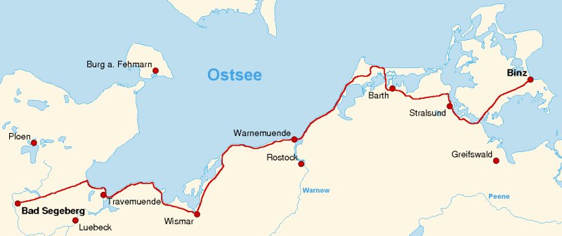 Ostseeküstenradweg Bad Segeberg - Binz (Rügen)