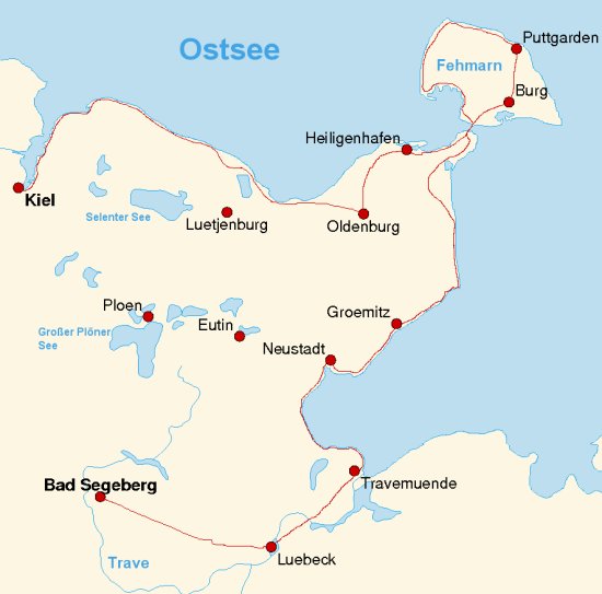 Ostseeküstenradweg Bad Segeberg - Lübeck - Fehmarn - Kiel