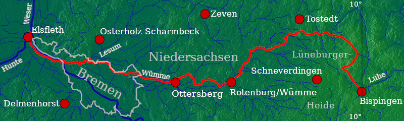 Radtour: Wümmeradweg - von Elsfleth über die Weser nach Bremen in die Lünebürger Heide