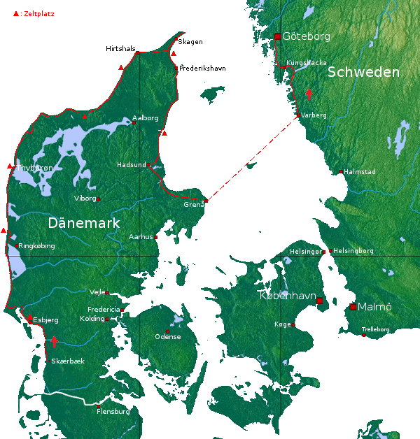 Nordseeküstenradweg Dänemark (Skærbæk - Esbjerg – Skagen - Grenå) und Schweden (Varberg – Göteborg)